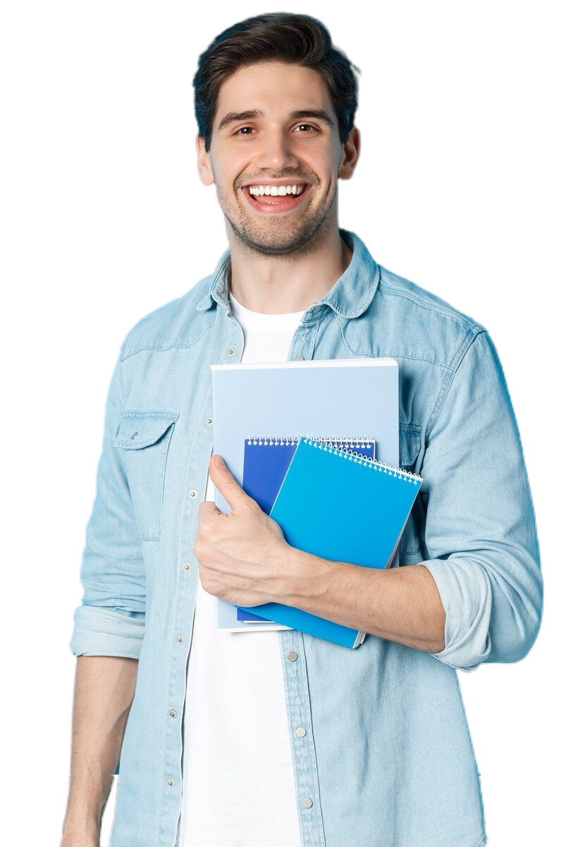 smiling-man-studying-holding-notebooks-looking-happy-standing-blue-background